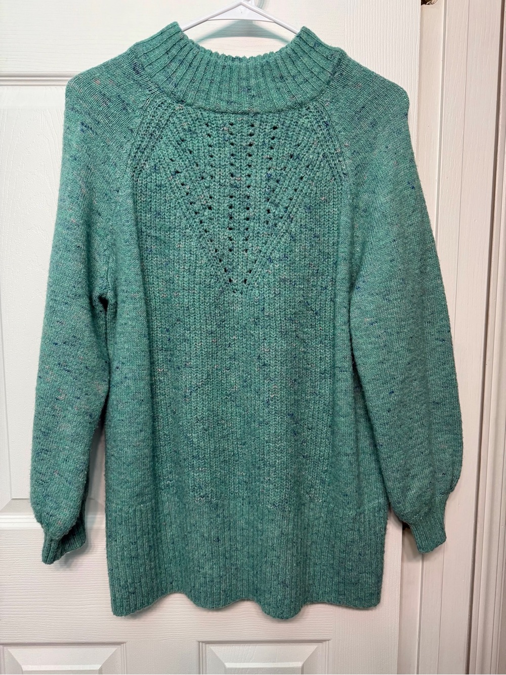 Cozy Teal Knit Sweater - Mock Neck Long Sleeve Womens Size Small Oversized